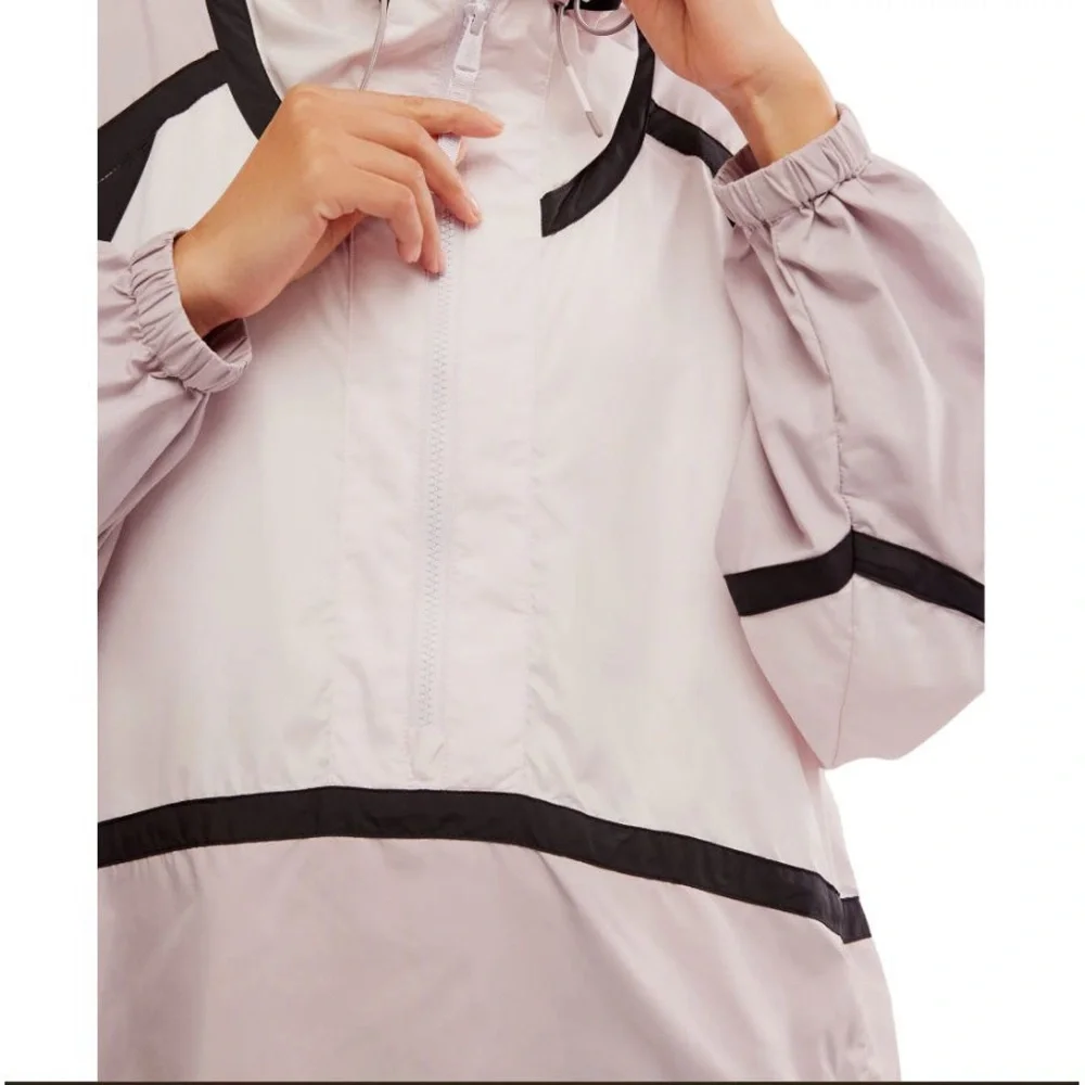 FP Movement by Free People Light Pink Windbreaker Anorak with Black Trim - Picture 13 of 13